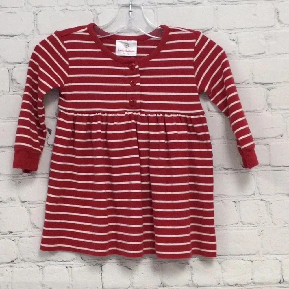 Hanna Andersson Red and White Striped Long Sleeve Dress